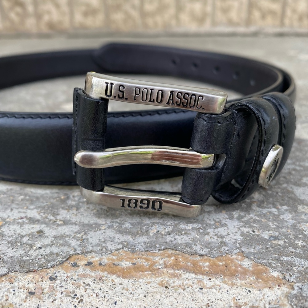 US Polo Assn. Black Leather Belt